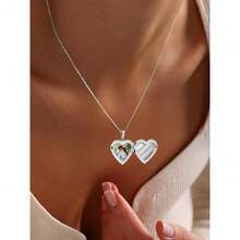 U7 Women Locket Necklace Platinum 14K Gold Photo Lockets That Hold Picture,Chain 20 Inch Person.Alized Gift Custom Love Heart Image Necklaces{Inchcolor_nameinch:Inch05#PlatinumStripeinch} - 05#白金條紋 - 查看 8