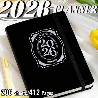 全新 2026 年年度计划本，204 张/412 页，A5 每日计划本，月度计划本，每日记录和规划，海洋（英语）和星座（西班牙语）主题，2 个分割内页，设计精美，简单的每日计划本，提高效率，重返学校和办公室，2026 年圣诞新年礼物