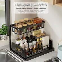 Stozle Under-Sink Storage Cabinet, L-Shaped Design Fits Under The Sink Space, Equipped With 2 Layers Of Sliding Pull-Out Storage Drawers, Suitable For Multiple Settings Including Kitchen, Bathroom, Living Room, And Bedroom. - 2pcs Black - View 9