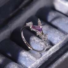 1pc S925 Sterling Silver Luxury Starry Sky Unicorn Design Ring With Sparkling Zirconia, Elegant & High-Quality Jewelry For Women, Ideal Wedding/Engagement Gift - Silver - View 4