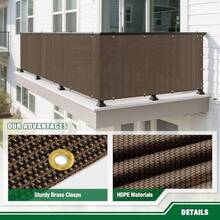 3'x12' Brown Balcony Privacy Screen Fence Outdoor Patio Mesh Shade Net Cover UV Protection Shade Cloth Temporary Fencing For Apartment Railing Porch Deck - màu nâu - Xem 6