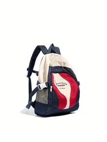 2024 Spring/Summer New Large Capacity Travel Backpack, University Student Casual Fashionable Colorblock Simple Backpack For Men - Blue - View 4