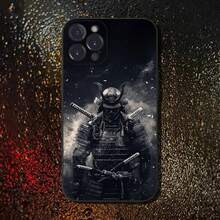 Custodia per telefono in silicone morbido nero compatibile con 16, 15, 14, 13, 12, 11 Plus, Pro Max, XS, X, XR, SE, Mini, 8, 7, con motivo Bushido samurai giapponese. Compatibile anche con 17 Pro Max, 17 Pro e 17. - Z2 - Visualizzare 7