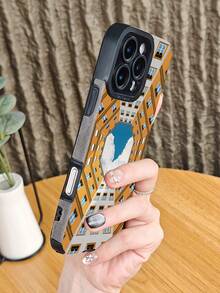 Symmetrisches Architekturdesign mit blauem Himmel-Wolken-Muster, Handyhülle mit ästhetischem Gebäude-Print für Damen, minimalistische künstlerische Schutzhülle, reiseinspirierte modische Handyhülle, kompatibel mit iphone16 pro max/16pro/16plus/16/15promax/15pro/15plus/15/14promax/14pro/14plus/14/13promax/13pro/13/12promax/12pro/12/11promax/11pro/11/X/XS/XSmax