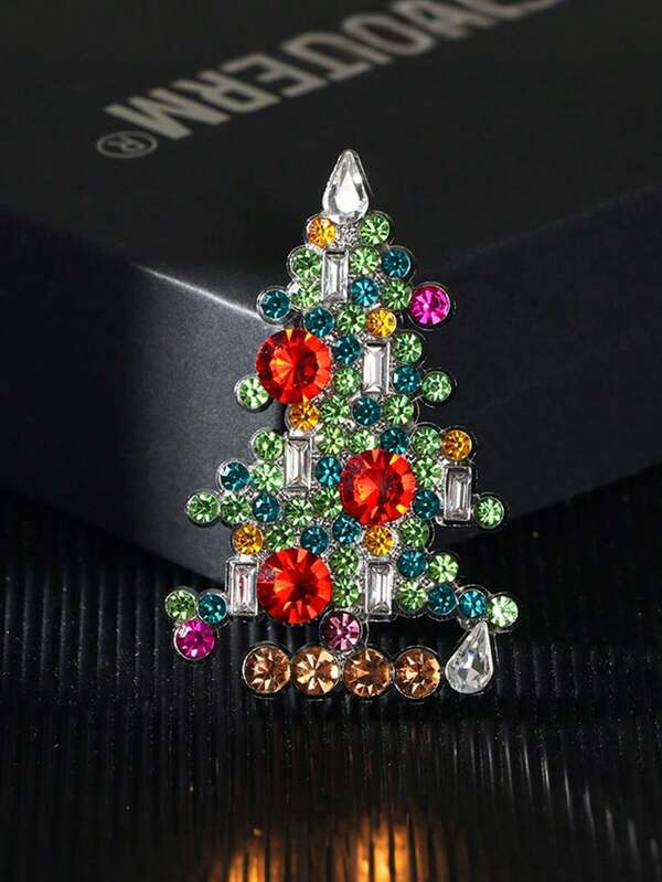 1 broșă de brad de Crăciun la modă și elegantă, nouă, pentru cadou de festival de Crăciun, accesoriu vestimentar, broșă perfectă pentru doamne, accesorii vestimentare rafinate, potrivită pentru a fi oferită cadou, potrivită pentru purtare la ieșiri