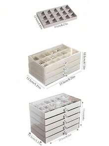 5-Layer 54-Grid Acrylic Jewelry Box, Transparent Jewelry Storage Box, Velvet Drawer Jewelry Organizer Box, 54-Grid Large Capacity Jewelry Box, Suitable For Home And Travel, Fade-Resistant Soft Pad Drawer Design, Ladies Accessory Display Box, Multi-Drawer Jewelry Storage Box For Storing Rings, Necklaces, Bracelets, Earrings And Pendants, Elegant Display Rack With Crystal-Shaped Knob - Multicolor - View 3