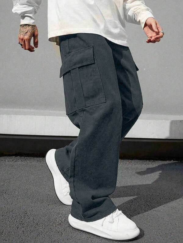 1 pieza Pantalones cargo de primavera con múltiples bolsillos para hombre, pantalones casuales de corte holgado para deportes al aire libre en verano, uso diario, running, senderismo, entrenamiento, trotar, ir al trabajo, de pierna recta y con estilo