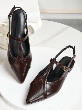 صندل مسطح بنقشة T وأصبع قدم مدبب، أحذية نسائية عصرية مفتوحة التصميم للتنقل اليومي، لون أحادي مناسب للارتداء في الخارج طوال العام