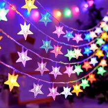 1 pieza Luces de cadena de 10/20/40/80 LED, luces de hadas y estrellas alimentadas por batería para dormitorio, fiesta, boda, festival, Año Nuevo, jardín, habitación de niños, carpa, ático, balcón, decoración interior