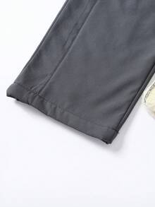 1 Pair Of Men's Solid Color Drawstring Waist Pocket Fleece-Lined Warm Sporty Casual Long Pants, Suitable For Daily Wear In Autumn And Winter. - Màu xám đen - Xem 8