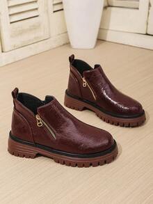 Fall/Winter 2025 Women's Fashionable Versatile Retro Casual Ankle Boots - Burgundy - View 8
