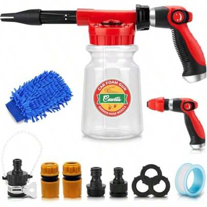 Upgraded Car Wash Foam Gun Foam Cannon Adjustable Garden Hose Wash Sprayer With Snow Foam Blaster Nozzles Microfiber Wash Mitt For Car Cleaning And Garden Use With 1/2 Quick Connector