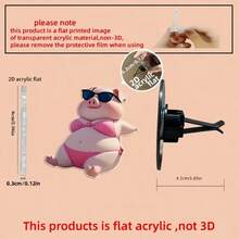 Kẹp trang trí lỗ thông gió ô tô hình chú heo hồng dễ thương 2D phẳng, "Không mùi", kèm hai miếng bọt biển không mùi, nước hoa ô tô, không mùi, đồ trang trí hoạt hình sang trọng bằng acrylic phẳng 2D, phụ kiện nội thất ô tô thời trang - Một cỡ - Xem 8