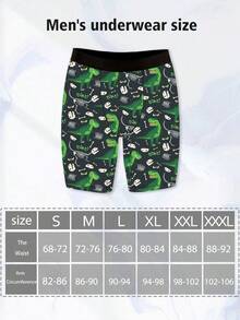 Conjunto de 3 Cuecas Boxer Masculinas Divertidas com Estampa de Dinossauros da Série Jurassic, Tecido de Poliéster Macio e Agradável à Pele, Secagem Rápida e Respirável, Modelo Longo Esportivo, Cueca Boxer Casual para Esportes - Multicolorido - Ver 10
