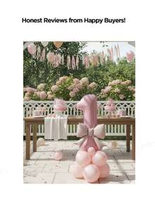 6个/套 32英寸（约80厘米）粉色0-9岁生日派对装饰气球套装，搭配柔粉色蝴蝶结和粉色乳胶气球，适合公主主题派对、婴儿派对，梦幻甜美，打造完美派对拍照背景。 - 32in粉紅數字 - 查看 10