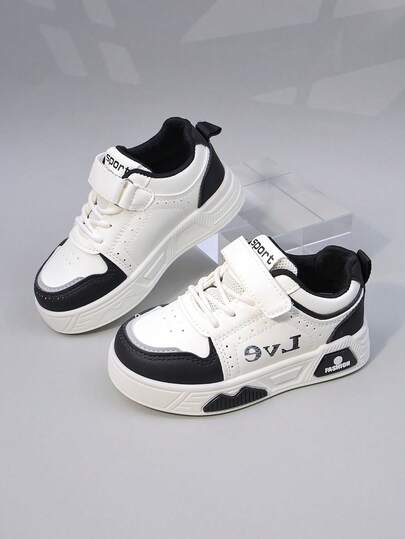 Kinder Weiße Schuhe, Neue Herbst Dicksohlige Kinder Skater Schuhe, Klettverschluss, Mittel- & Großkinder Sportschuhe, Rutschfest, Jungen Laufschuhe, Campus Studenten Leder Lässig Schuhe