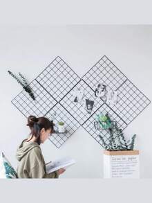 Grid Photo Wall, Wire Wall Grid For Photo Display, Photo Frame Collage Board, Wire Mesh Wall Panel Room Decoration, DIY Iron Photo Frame Collage For Hanging Wall Decoration, Foldable Multiple Picture Organizer. Home Decor Back To School School Supplies