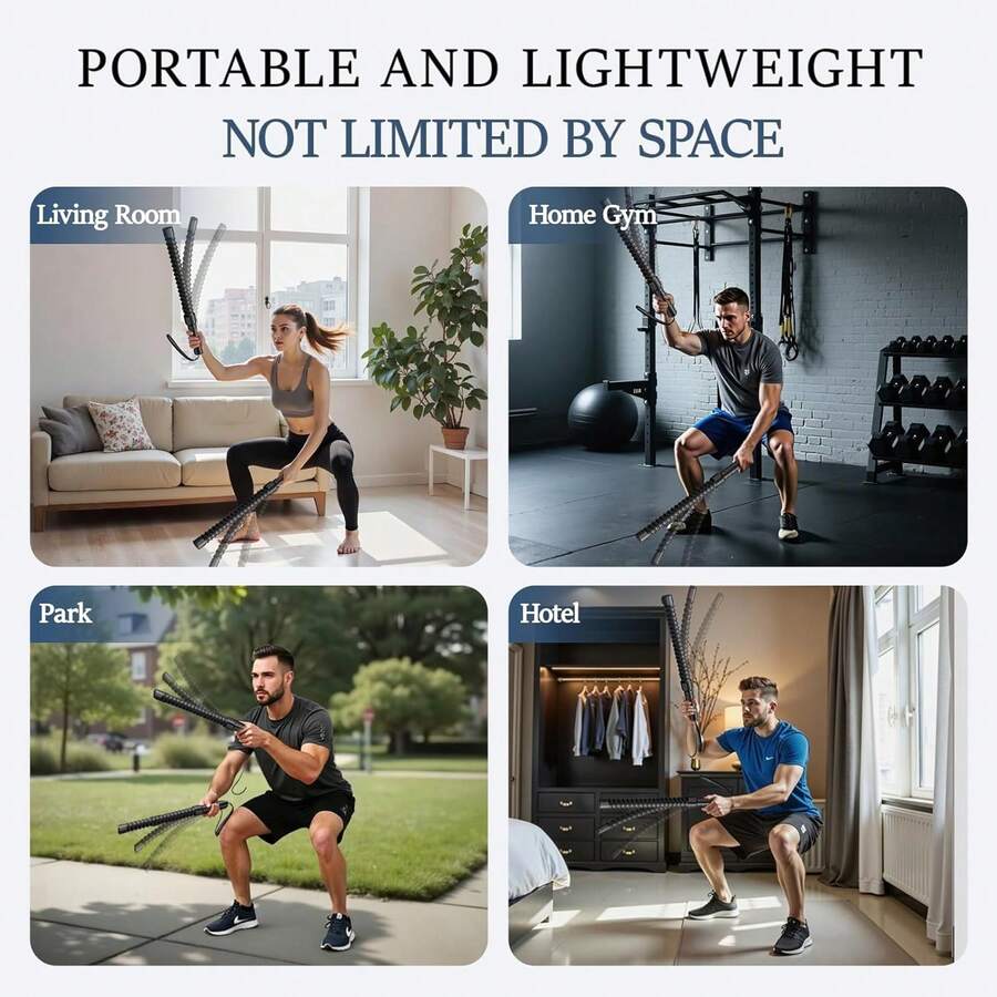 Corda per fitness e perdita di peso - Una barra di allenamento di resistenza per esercizi di forza e muscoli. Caratteristiche: potente inerzia rimbalzante, senza batterie richieste, ideale per uso domestico e utilizzabile ovunque - Multicolore - Visualizzare 1