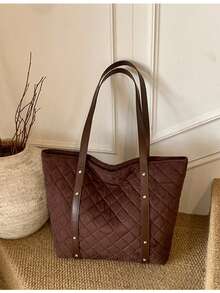 1 pezzo Borsa a spalla trapuntata  sintetico tinta unita, borsa a spalla casual per pendolarismo