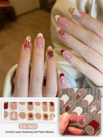 Christmas Halloween EMI Crystal Gel Nails, Transparent Base Glue, 20 Pieces Of Gel Nail Stickers, Stickers, Requires UV Lamp, Salon Quality, Long-Lasting And Durable, ES20 Cross-Border Wholesale Single Piece Direct Shipment, Same Style As The Red Book Nail Stickers, Nail Sticker For Fingertips