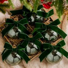 6 Piezas 10 Adornos Navideños Grandes Vintage de Vidrio de Mercurio con Lazo Terciopelo Adornos Navideños Colgantes Bolas Vidrio para Decorar el Árbol Navidad(Rojo) - Verde - Ver 13