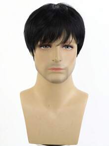 Men's Short Pixie Cut Synthetic Wig, Easy To Comb, Quickly Wear Travel,Halloween Natural Hair Wigs - Black - View 4