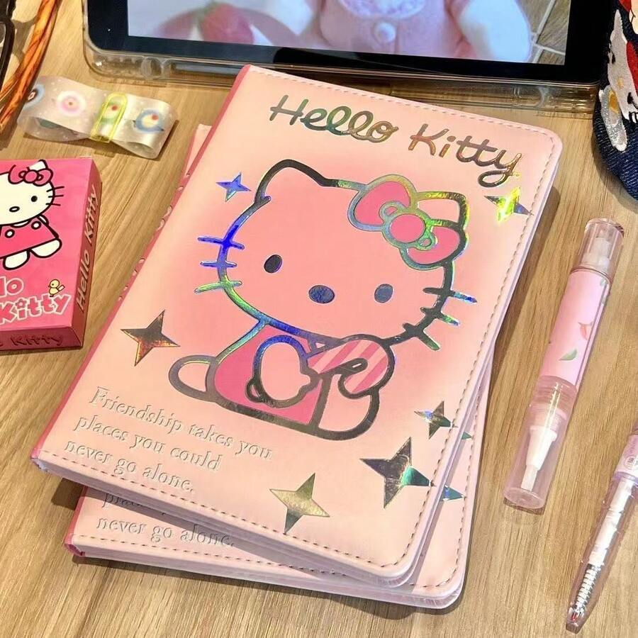 1 Notebook/Sanrio KT Cat Full-Color Page A6 Notebook Leather High Appearance Cute Cartoon Notebook, School Student Diary Notebook - Suitable For Holiday Parties, Christmas Gifts, Prizes