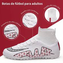 Zapatos de Fútbol para Hombre Profesionales Zapatillas de Deporte Adulta Tacos de Fútbol para Entrenar al Aire Libre Atletismo Interiores Exteriores - Rojo - Ver 5