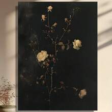 Framed Moody Flower Wall Art Vintage Floral Art Dark Academia Print Rustic Painting Elegant Botanical Artwork For Living Room Bedroom Office For Halloween, Christmas, Living Room, Room And Bathroom Decorations - 框架 - 查看 1