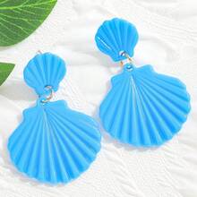 1 Pair Women's Acrylic Shell Textured Fashion Earrings, Suitable For Summer Beach Vacation Wear - Multicolor - View 11