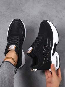 Nuevos zapatos de plataforma de cuero ligeros con cojín de aire versátiles para primavera/otoño de talla grande, zapatos casuales de cuña negros y dorados con suela gruesa para mujer, zapatillas gruesas para mujer, zapatos con elevador para mujer, zapatos de suela gruesa negros para mujer, zapatos de suela gruesa elegantes para mujer, zapatos con elevador para hombre, zapatos de suela gruesa para hombre, zapatillas de tacón grueso para mujer, zapatos con elevador para mujer, zapatos con tacón invisible para mujer, zapatillas de cuña de suela gruesa para mujer, zapatos con elevador de 8CM/3.15 pulgadas para mujer - oro negro - Ver 5