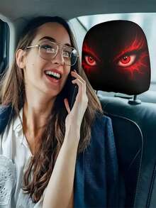 Funda para reposacabezas de coche con estampado de ojo de demonio de media llama, adecuada para viajes largos o vacaciones, accesorio de decoración interior de coche para mujeres, perfecto para Halloween o Navidad, accesorio de coche divertido, gran regalo - Multicolor - Ver 9
