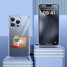 Carcasa transparente de teléfono móvil de moda Cubierta de teléfono transparente con diseño de perro pug en caja roja para iPhone 14 Pro Max color claro estética moderna ideal para uso diario y protección del dispositivo - transparente - Ver 2