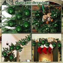 6 Piezas 10 Adornos Navideños Grandes Vintage de Vidrio de Mercurio con Lazo Terciopelo Adornos Navideños Colgantes Bolas Vidrio para Decorar el Árbol Navidad(Rojo) - Verde - Ver 7