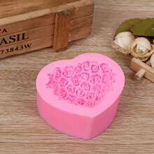 1pc Romantic Rose Love Candle Silicone Mold, Handmade Decorative Prop, Holiday Gift Giving, Easy Demolding, Reusable. - Pink - View 5