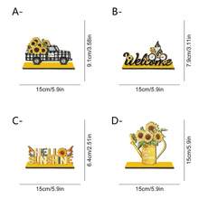 1/4/20pcs Sunflower Wooden Table Card, Sunflower Gnome Decor, Spring/Summer Gnome Centerpiece For Dining Table, Welcome Decor, Party Home Kitchen Gift - Multicolor - View 9