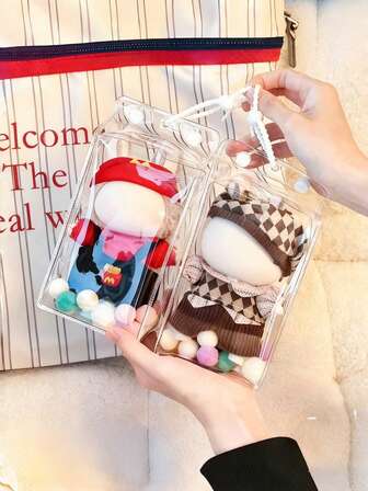 透明牛奶盒造型保护套袋，第三代硅胶娃娃挂件配件，婴儿车袋（不含娃娃）