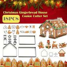 10 piezas Juego de Hornear Casa de Jengibre - Cortadores de galletas en forma de mini casa de acero inoxidable 3D, adecuados para Navidad, Vuelta al Colegio, Día de San Valentín, Fiesta de Cumpleaños - Postre Navideño DIY para Restaurantes, Food Trucks y Panaderías Decoraciones Navideñas Pijamas Navideños Regalos de Navidad Decoración Navideña - Plateado - Ver 11