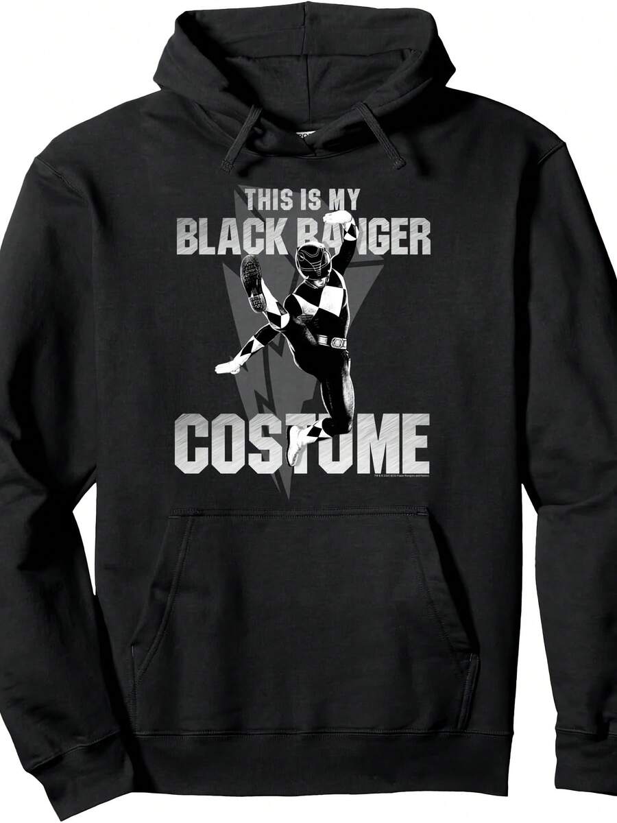 Power Rangers Black Ranger Halloween Costume Vintage Pullover Hoodie - Style 3 - View 1
