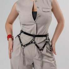 Adjustable Chain Waist Belt, Dark Punk INS Style, Multiple Sizes Available, Fashionable Waist Chain Accessory Suitable For Holidays, Performances, Parties And Daily Wear - Black - View 4