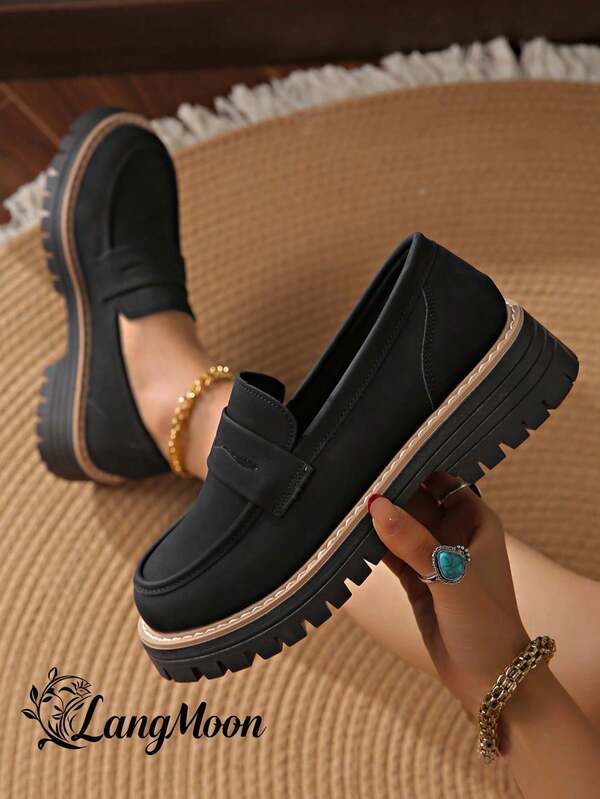 2025 Autumn/Winter Bestseller, High-End Fashion High-Quality Suede Casual Comfortable Decorative Loafers, Lightweight Breathable Loafers For Women, Suitable For Campus, Party, Gathering, Fashionable High-Quality Leather Material New Women's Flats With Minimalist Design, Cute Campus Elegant Princess Style, Solid Color Sexy High-End, Ins Princess Style Suitable For Party And Daily Wear Women's Flats, Suitable For Christmas, Halloween, Shopping