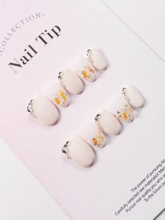 YINZIJIA Gloss 10 Pieces/Set Handmade Short Square Nail Tips, Luxurious And Elegant Nail Art Decoration, Fashionable Party/Daily Wear