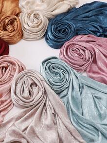 1pc Women's Rectangular Floral Textured Crinkled Satin Hijab Scarf For Dress - Multicolor - View 6