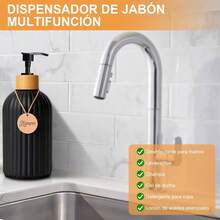 CAVIGLTE 3PCS Dispensador de Jabon Baño, 500ML Dispensador de Jabon,Despachador deón Líquido con 3 Etiquetas de Madera para Cocina,Baño - 1 - Ver 7