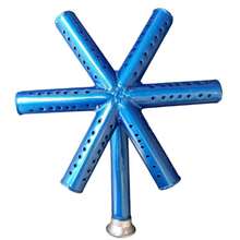 Quemador estrella estándar | Quemador de estrella estándar, para parrilla de gas, fabricado en en tubo redondo de 1" en acero al carbón, con codo para poder ajustar a la medida deseada y toberas de aleación de aluminio, con tornillo para ajustar la ventilación, funciona en alta y baja presión. - Azul - Ver 3