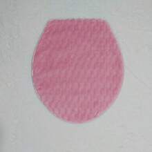 Juego de baño afelpado para tapa de inodoro wc portarrollo 3piezas decoracion - Rosa - Ver 4