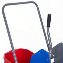 عربة تنظيف HOMCOM مع 2 دلو و 4 عجلات، معدن/PP، أزرق/أحمر، 73x45x92 سم للتنظيف الفعال - الأزرق - مشاهدة 7