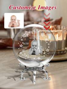 1 pieza Bola de cristal con foto personalizada y personalizada - 13 estilos, Bola de foto de ultrasonido, Regalos de embarazo para mamás primerizas, Regalo para mamá, Mejores regalos para mamá en espera, Bola de cristal con foto grabada con láser con base, Regalos personalizados para él, ella, cumpleaños (con base plateada, 6 cm), Regalos personalizados - Multicolor - Ver 6