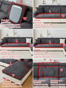 1pc Plush Jacquard Anti-Slip Sofa Seat Cushion Cover, Soft & Skin-Friendly, Pet-Proof, Elastic Sofa Slipcover, Suitable For L-Shaped Combination Sofa And 1/2/3/4 Seater Sofa, Spring/Autumn (Sold Individually) - Dark Grey - View 5