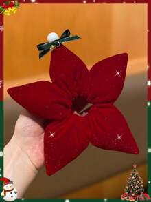 1pc Cute Star Christmas Tree Hair Scrunchie, Women Hair Tie Ponytail Holder, Holiday Party Decor ,Scrunchy Hair Ties - Multicolor - View 8